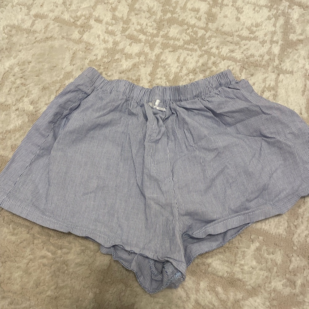 Women's Blue Striped Shorts